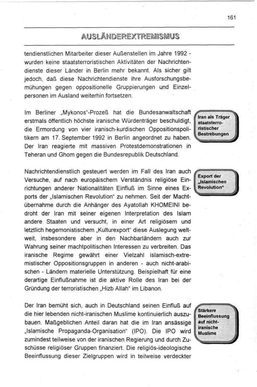 Seite 161 des Verfassungsschutzbericht 1996 Berlin