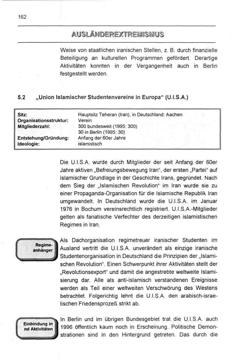 Seite 162 des Verfassungsschutzbericht 1996 Berlin