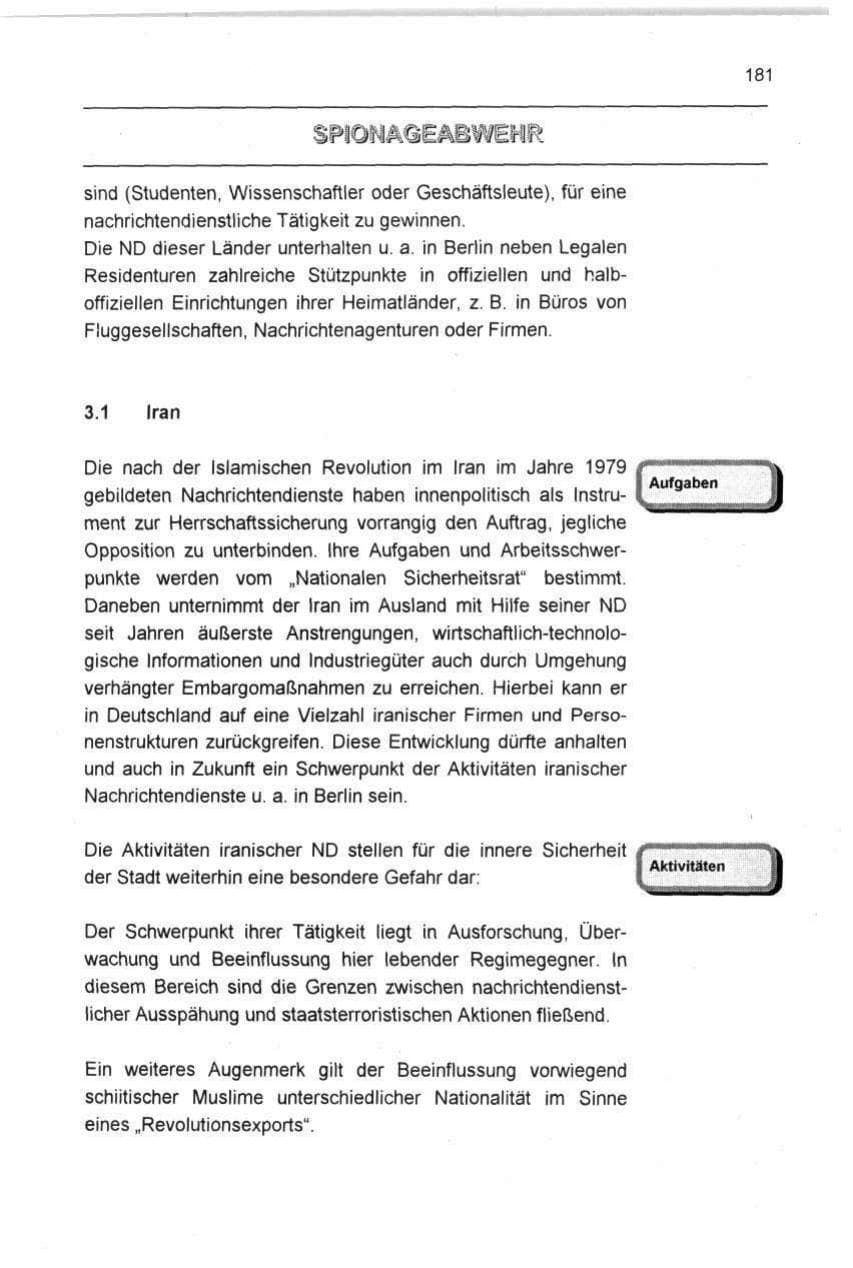 Seite 181 des Verfassungsschutzbericht 1996 Berlin