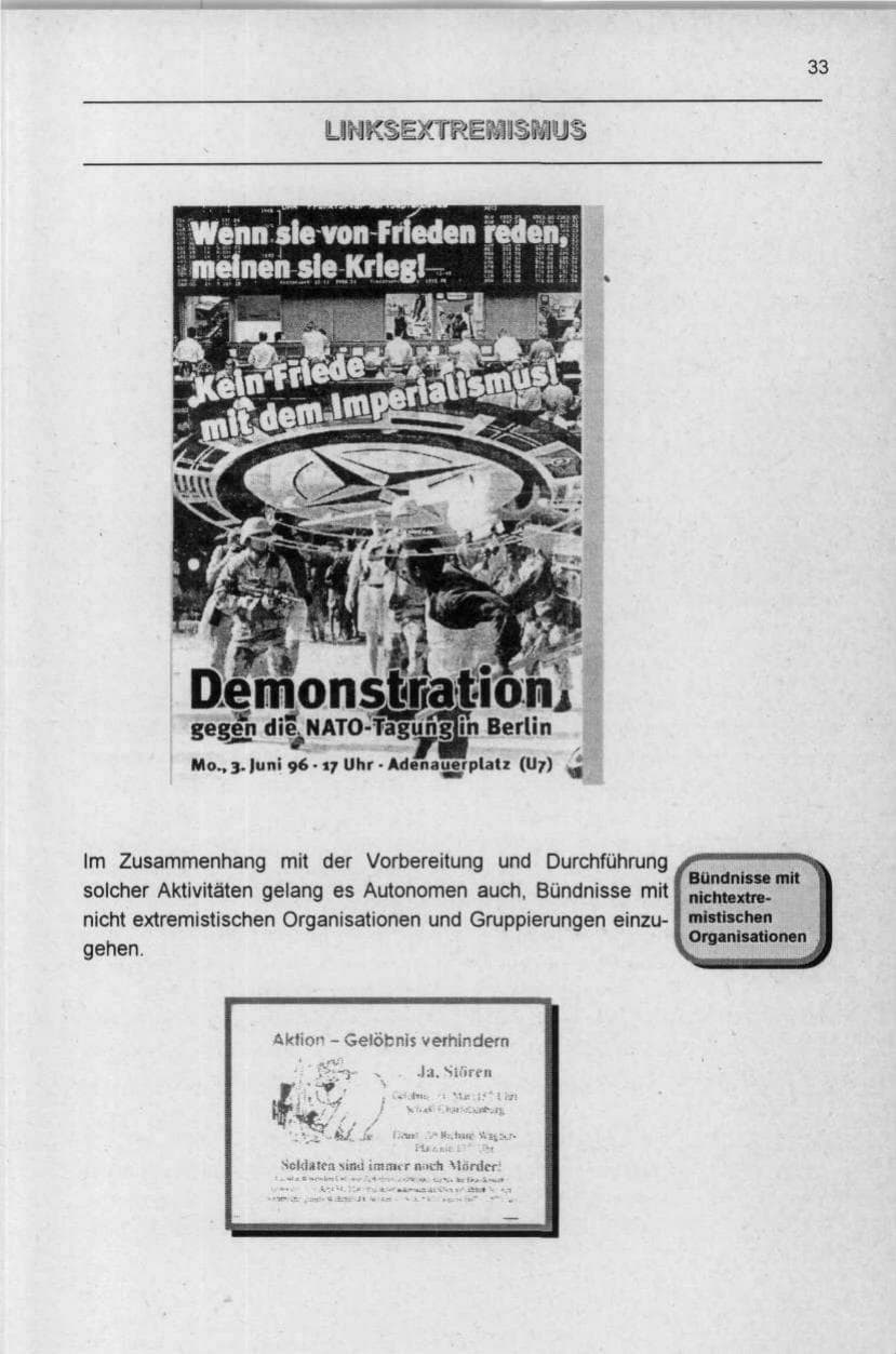 Seite 33 des Verfassungsschutzbericht 1996 Berlin