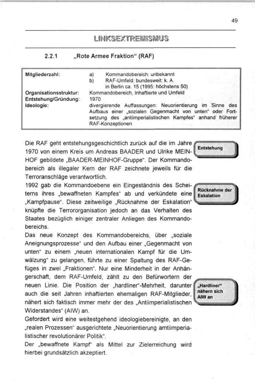 Seite 49 des Verfassungsschutzbericht 1996 Berlin