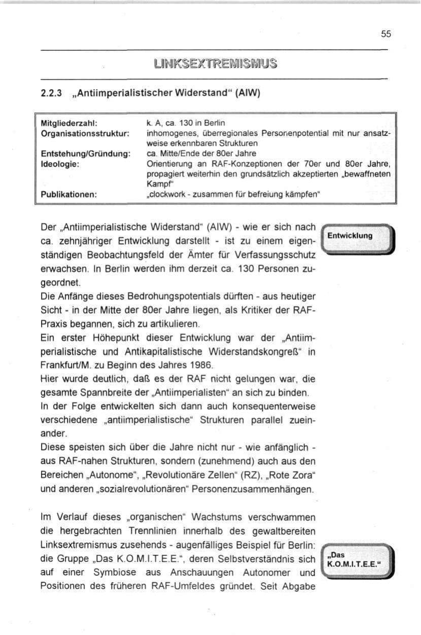 Seite 55 des Verfassungsschutzbericht 1996 Berlin