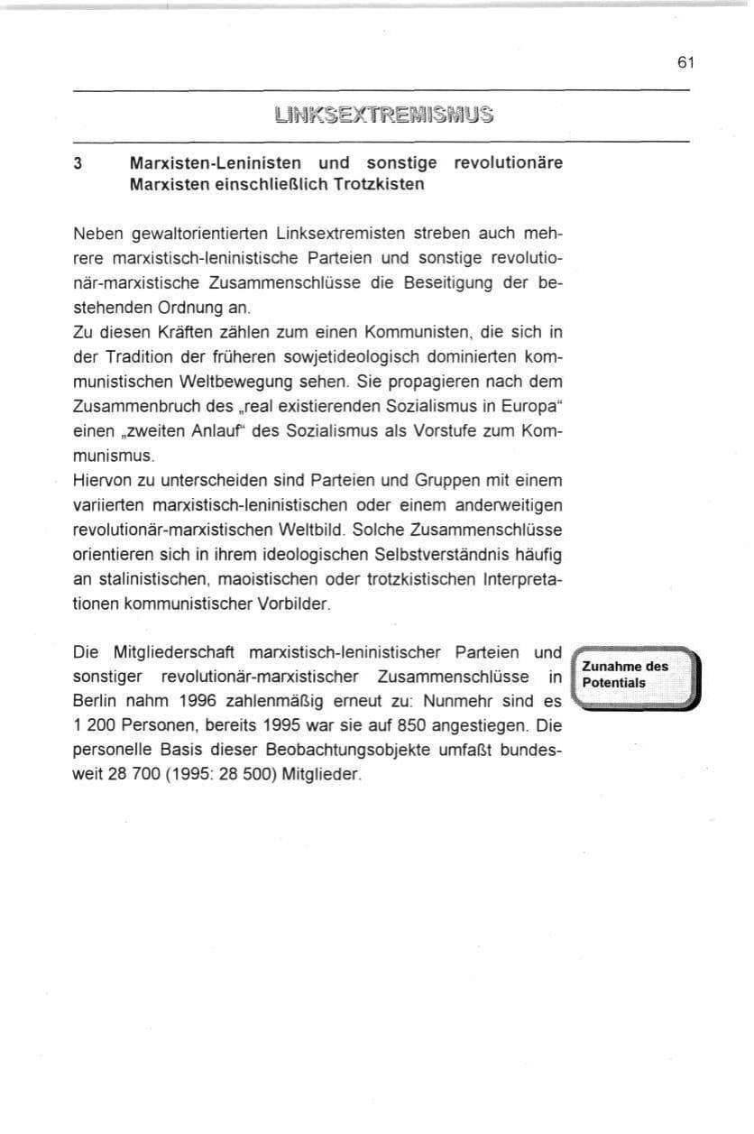 Seite 61 des Verfassungsschutzbericht 1996 Berlin