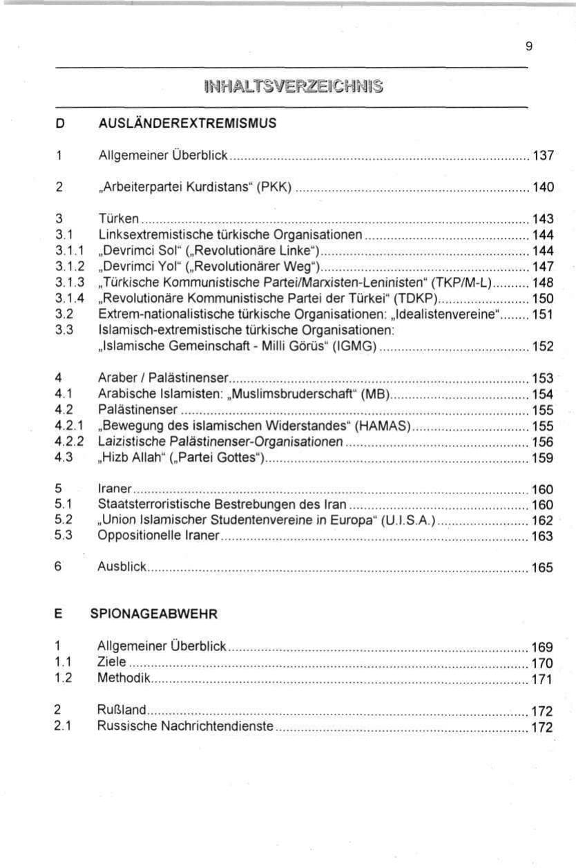 Seite 9 des Verfassungsschutzbericht 1996 Berlin