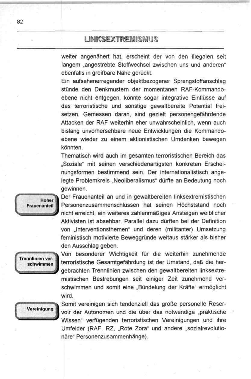Seite 82 des Verfassungsschutzbericht 1996 Berlin