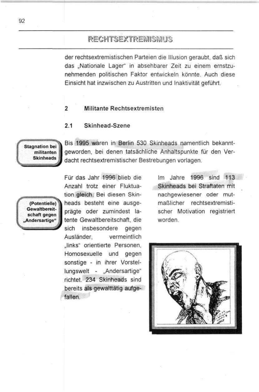 Seite 92 des Verfassungsschutzbericht 1996 Berlin