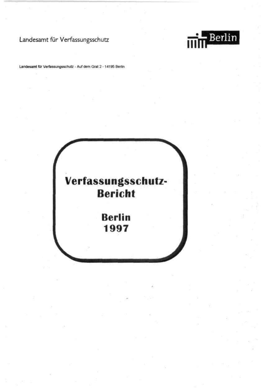 Seite 2 des Verfassungsschutzbericht 1997 Berlin