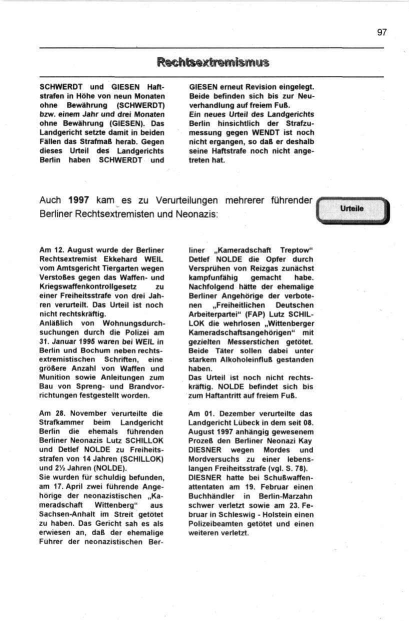 Seite 108 des Verfassungsschutzbericht 1997 Berlin