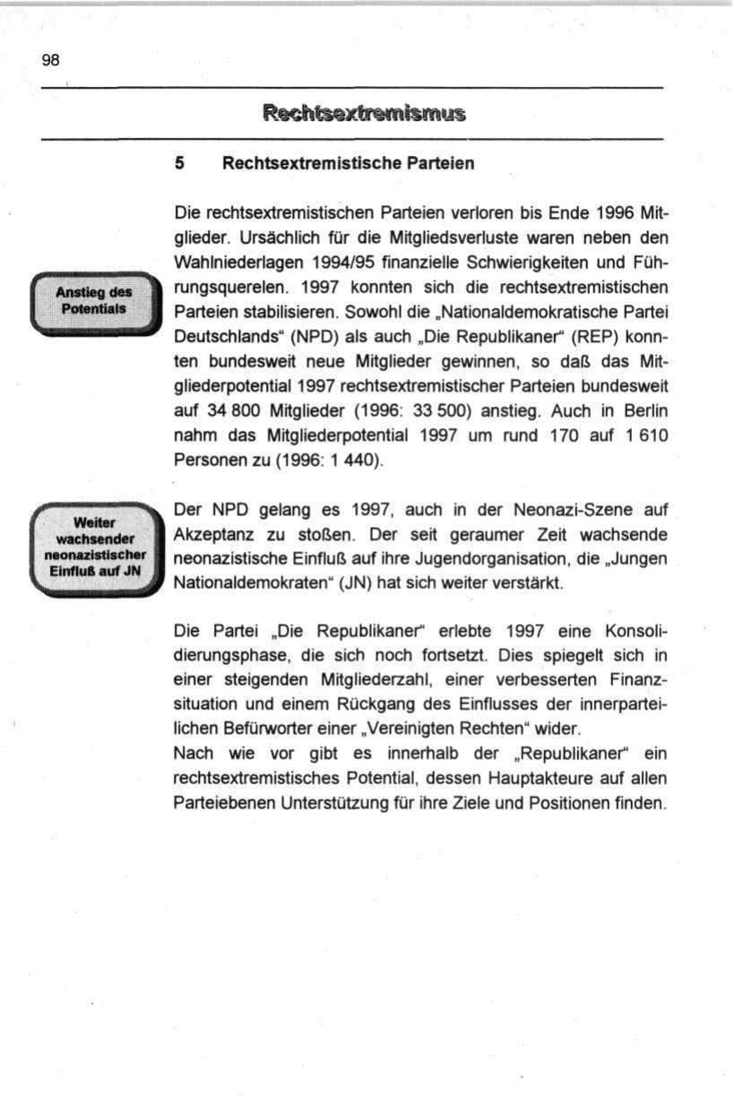 Seite 109 des Verfassungsschutzbericht 1997 Berlin