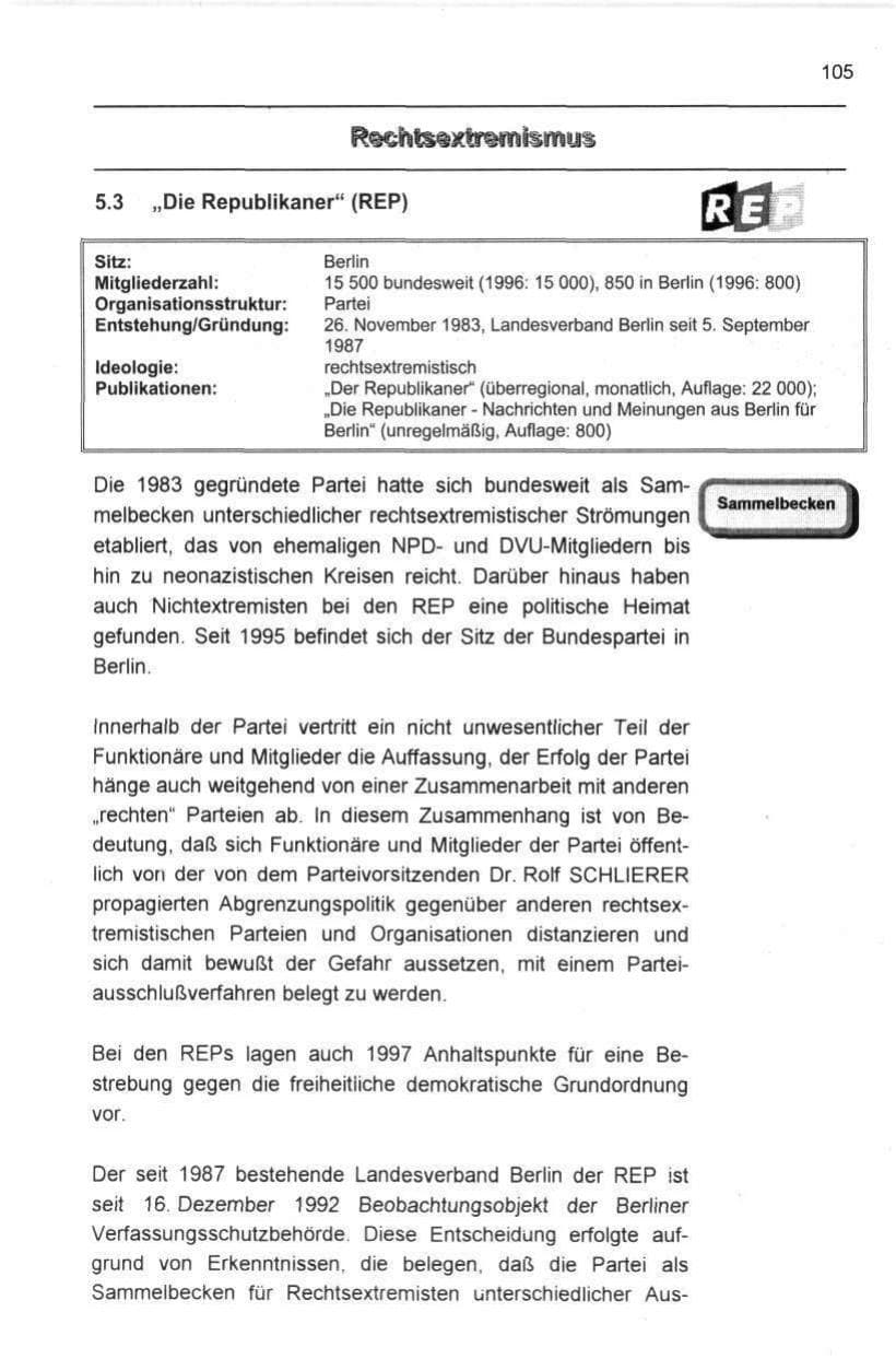 Seite 116 des Verfassungsschutzbericht 1997 Berlin