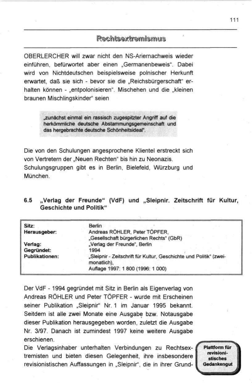 Seite 122 des Verfassungsschutzbericht 1997 Berlin