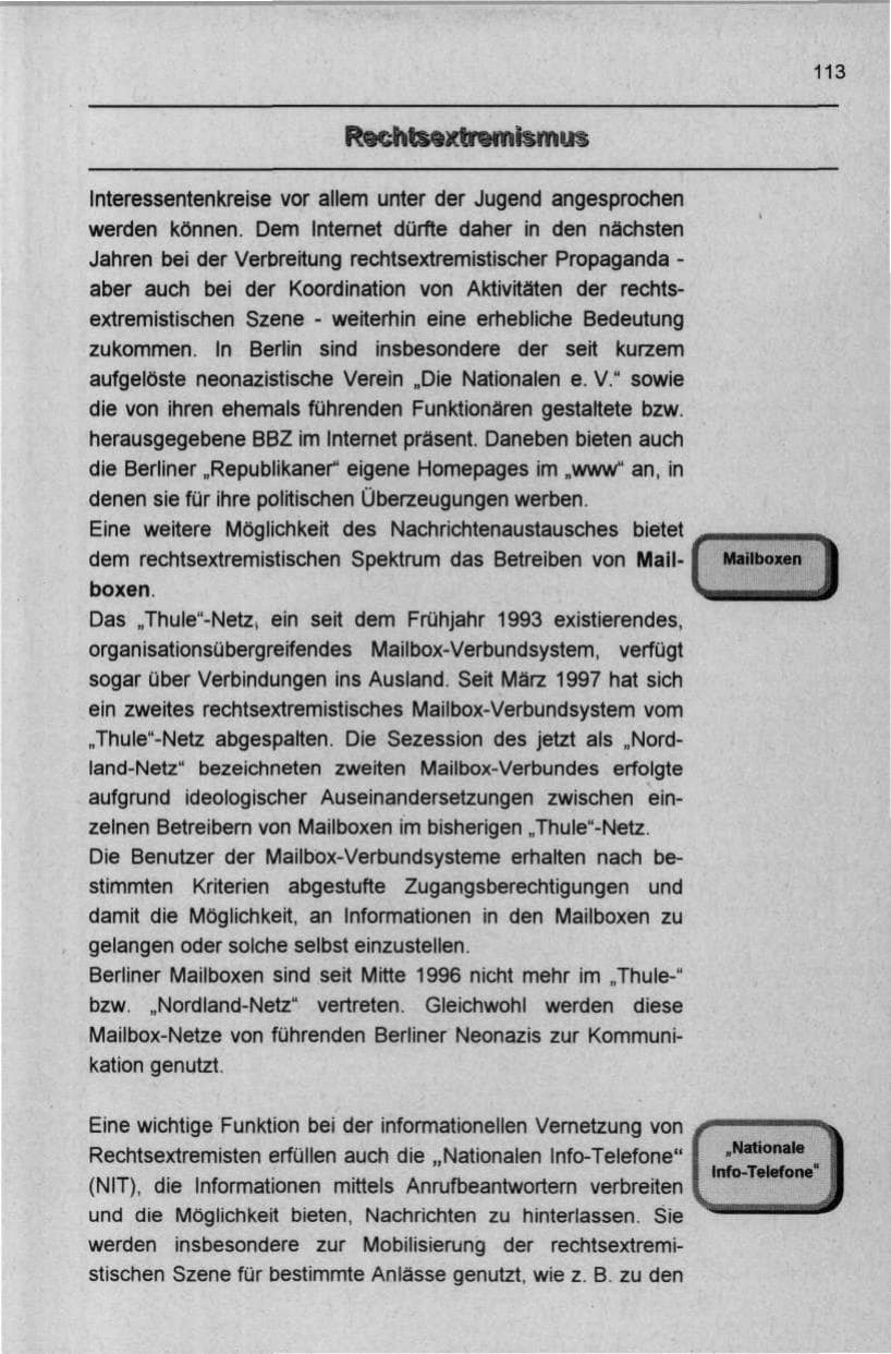 Seite 124 des Verfassungsschutzbericht 1997 Berlin