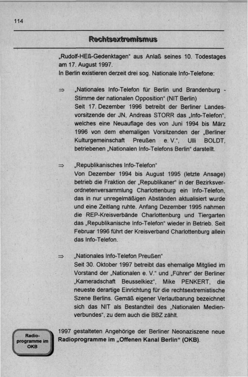 Seite 125 des Verfassungsschutzbericht 1997 Berlin