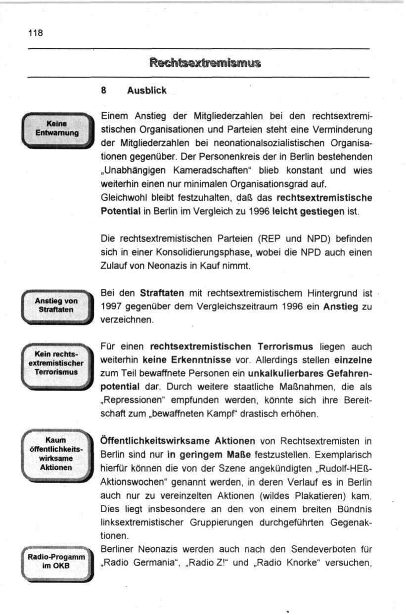 Seite 129 des Verfassungsschutzbericht 1997 Berlin