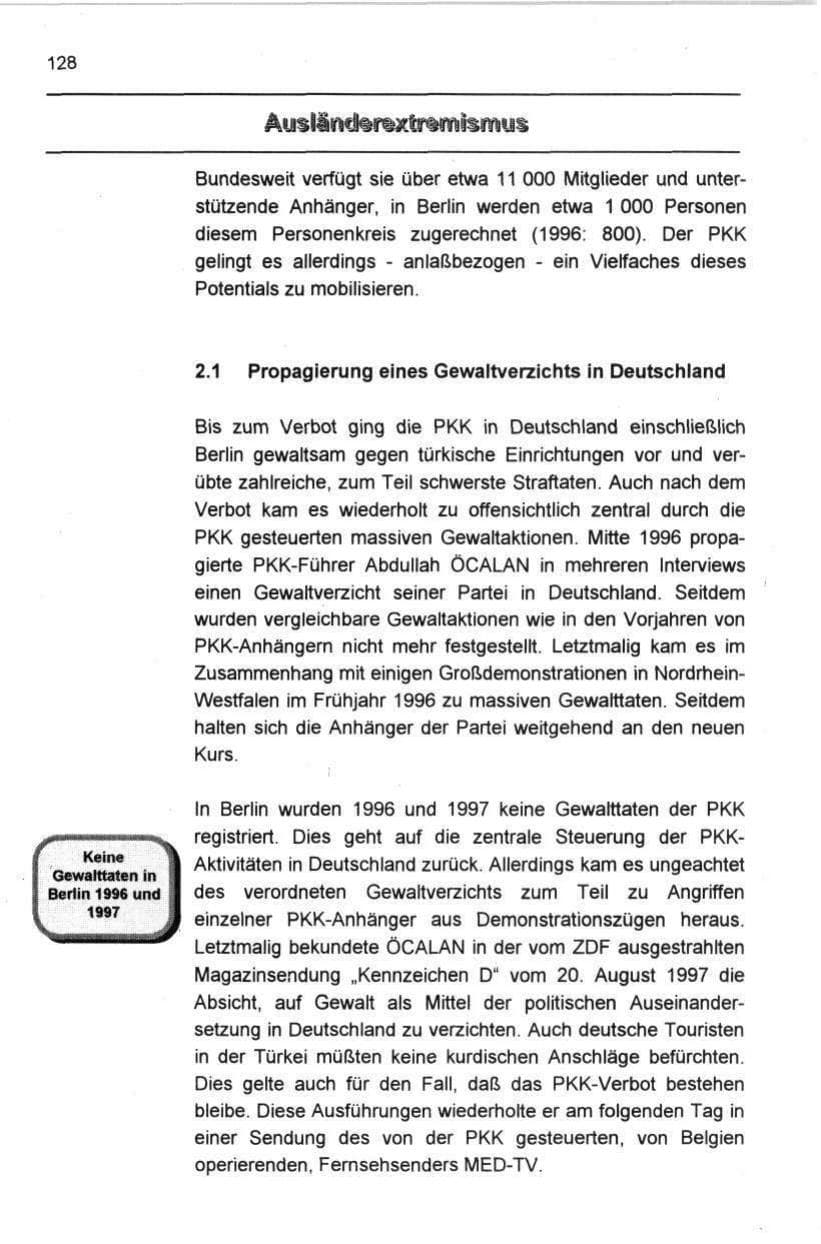 Seite 139 des Verfassungsschutzbericht 1997 Berlin