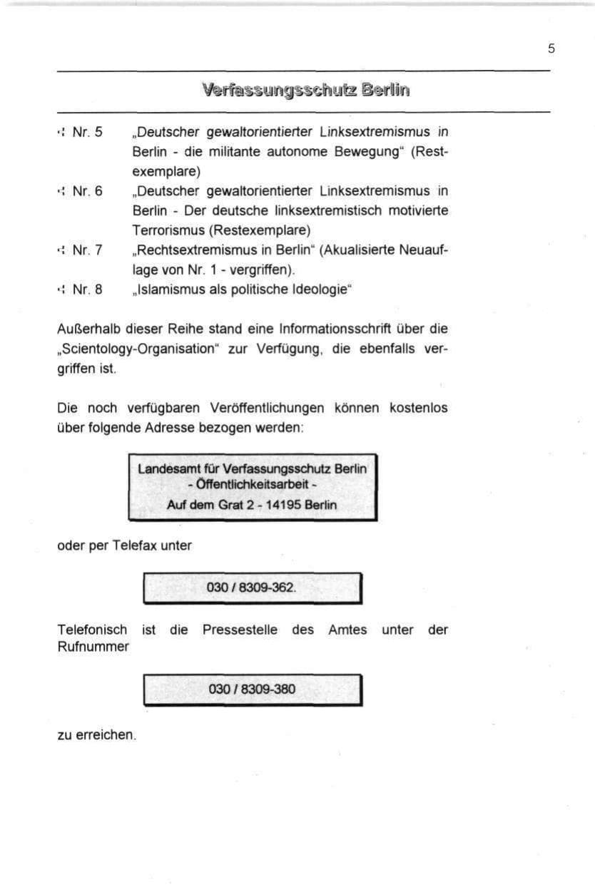 Seite 16 des Verfassungsschutzbericht 1997 Berlin
