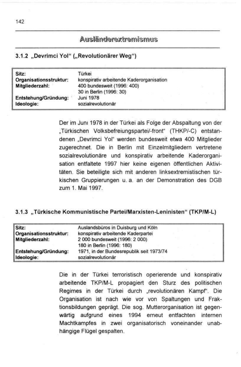 Seite 153 des Verfassungsschutzbericht 1997 Berlin