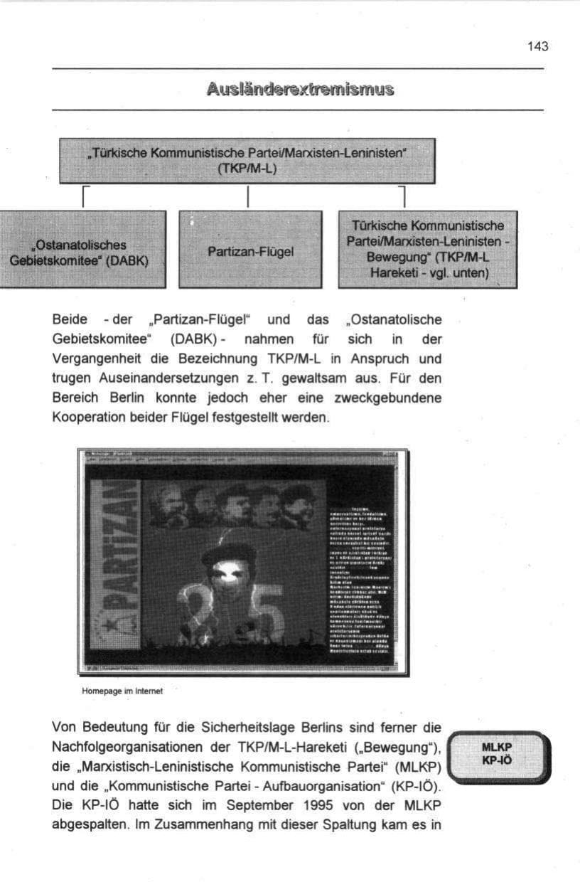 Seite 154 des Verfassungsschutzbericht 1997 Berlin