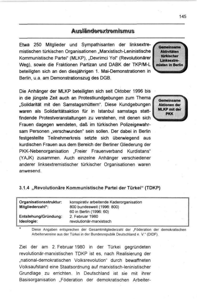 Seite 156 des Verfassungsschutzbericht 1997 Berlin