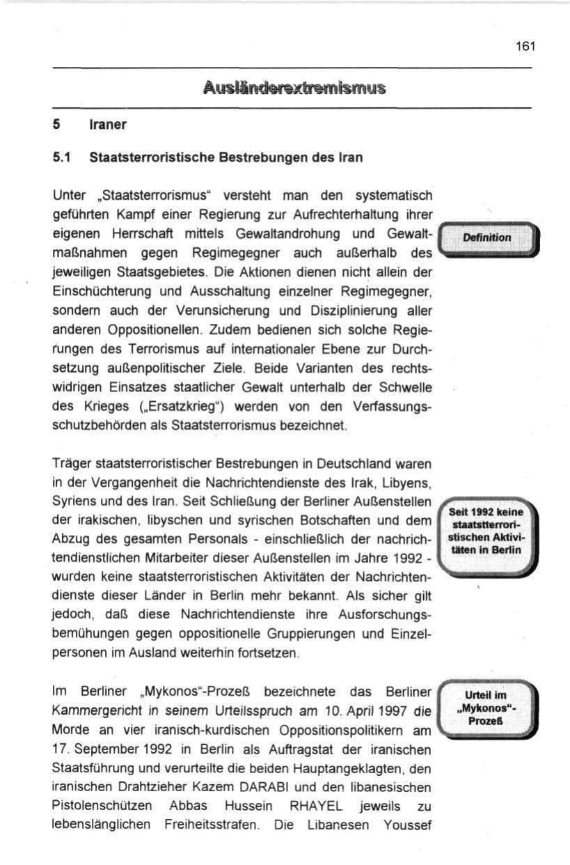 Seite 172 des Verfassungsschutzbericht 1997 Berlin