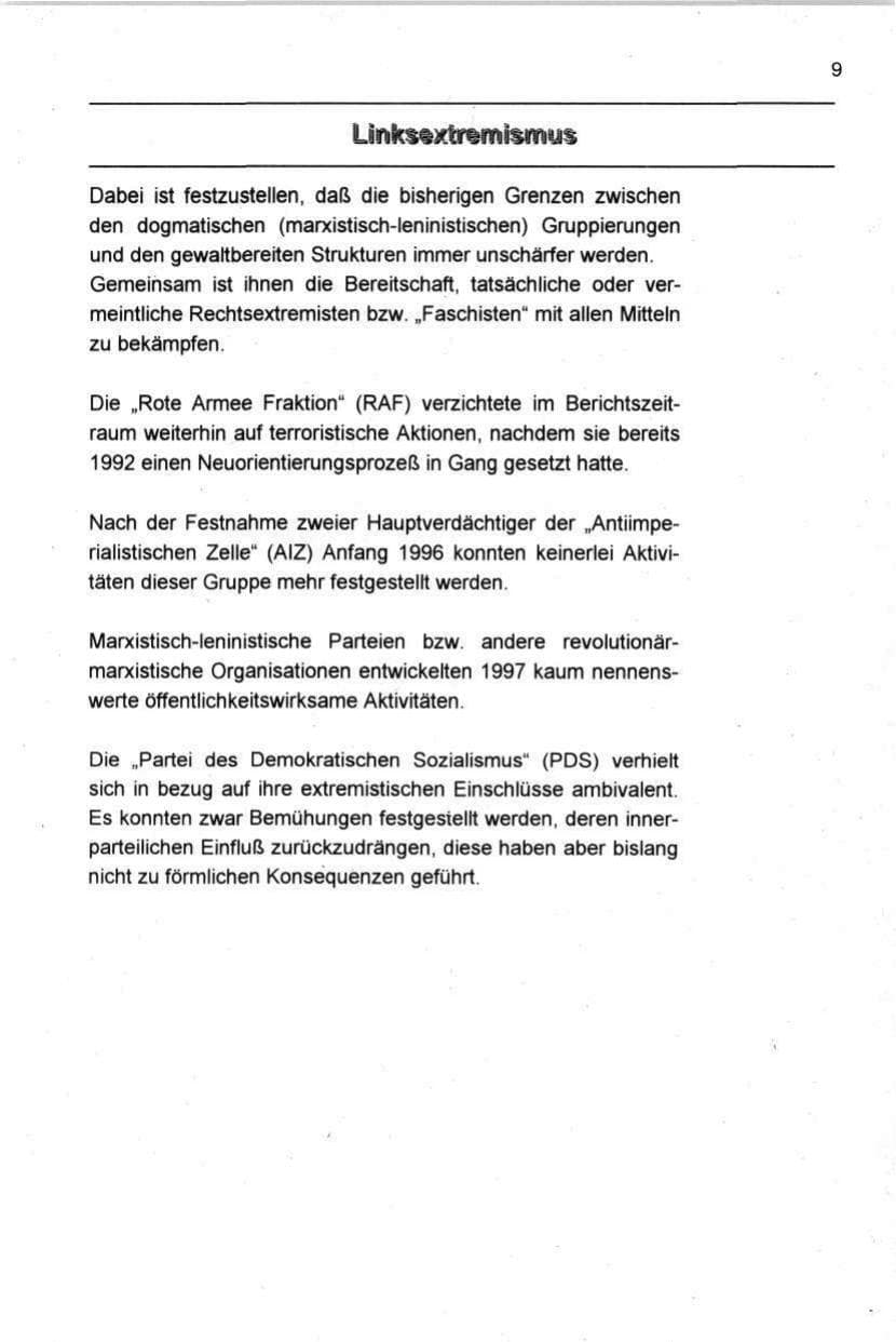 Seite 20 des Verfassungsschutzbericht 1997 Berlin