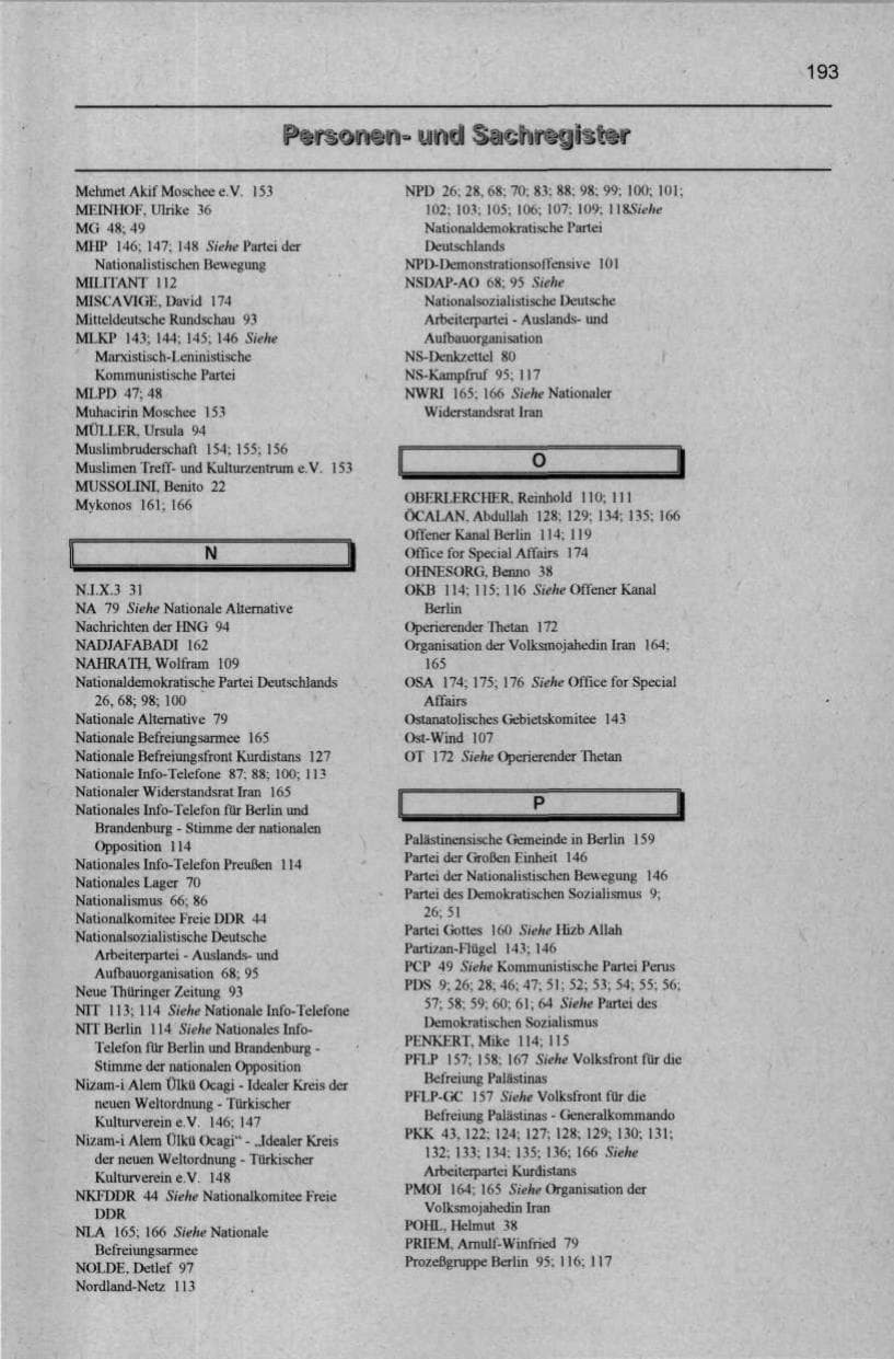 Seite 205 des Verfassungsschutzbericht 1997 Berlin