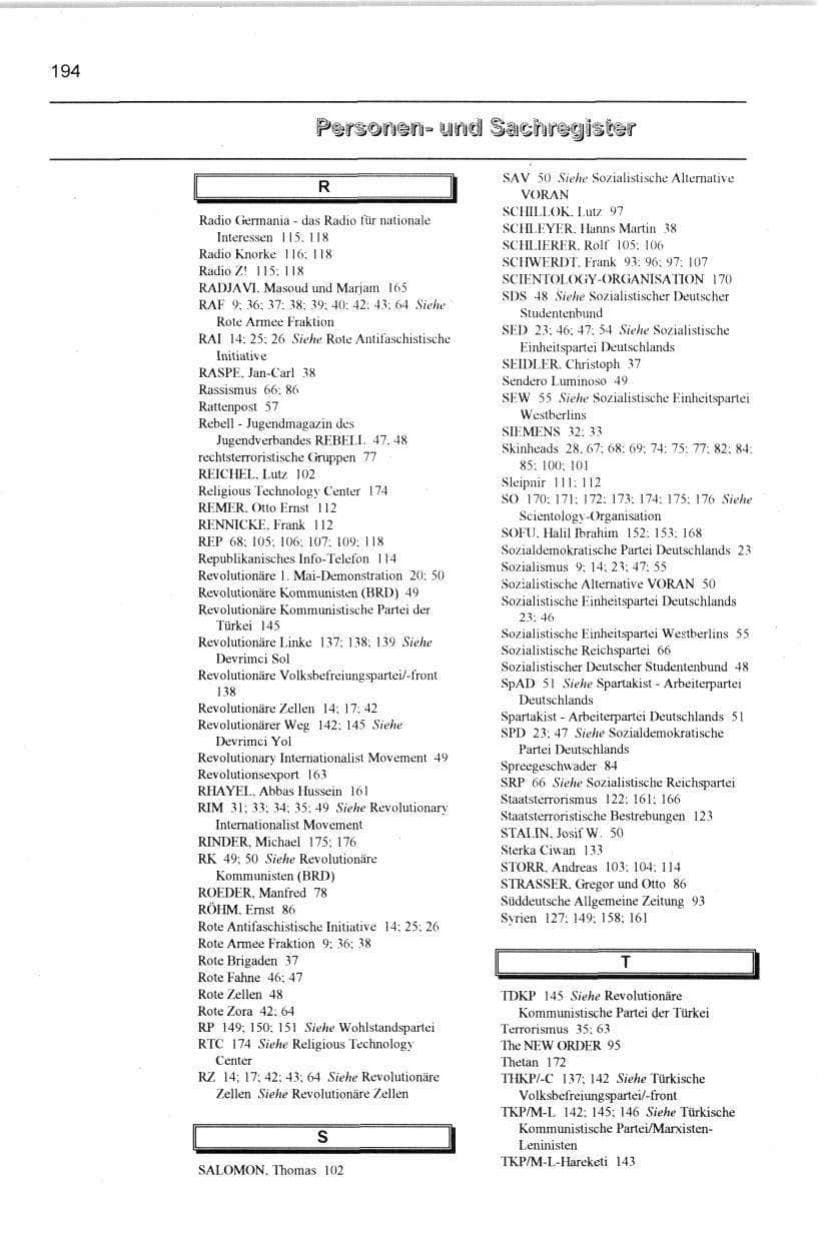 Seite 206 des Verfassungsschutzbericht 1997 Berlin
