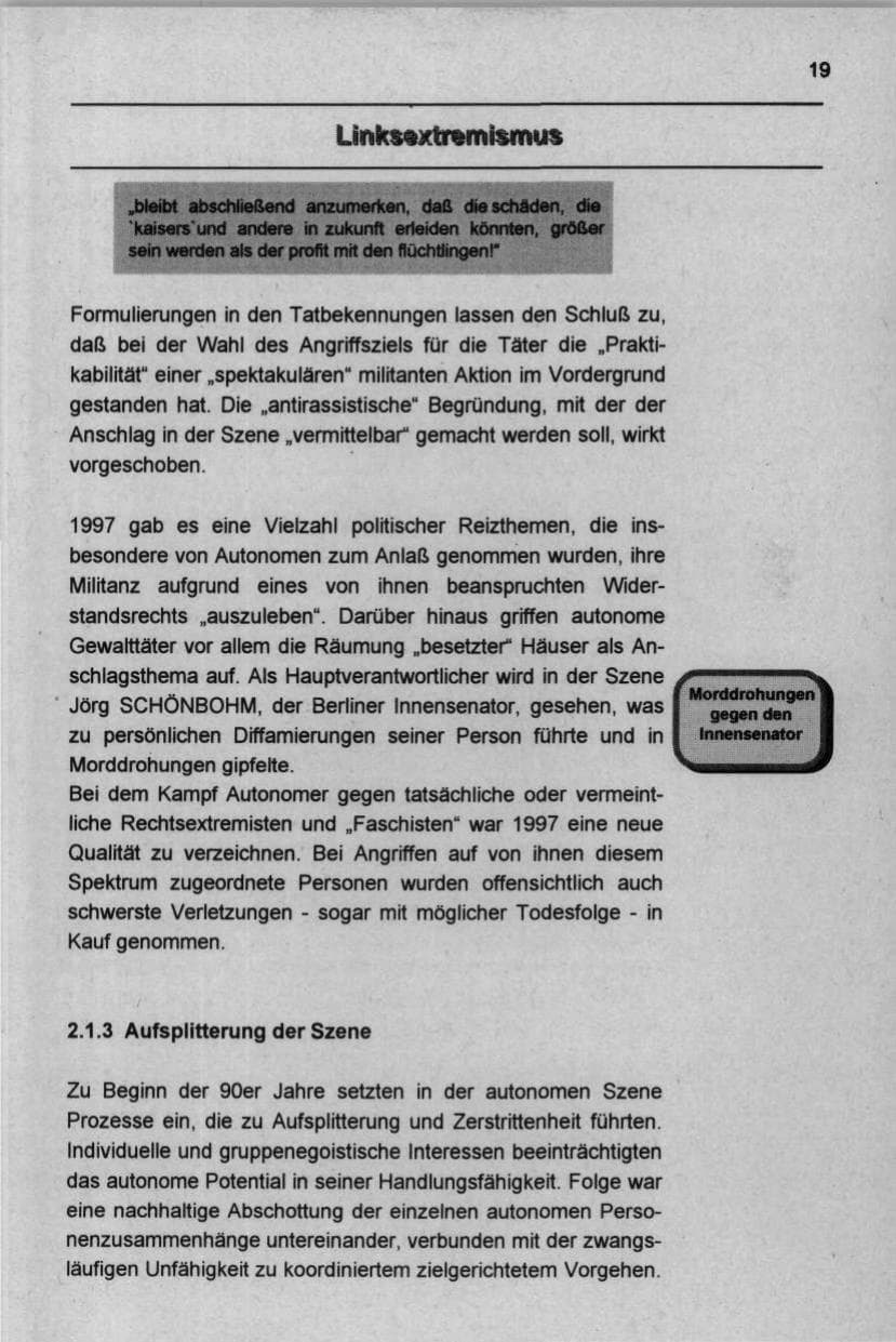 Seite 30 des Verfassungsschutzbericht 1997 Berlin