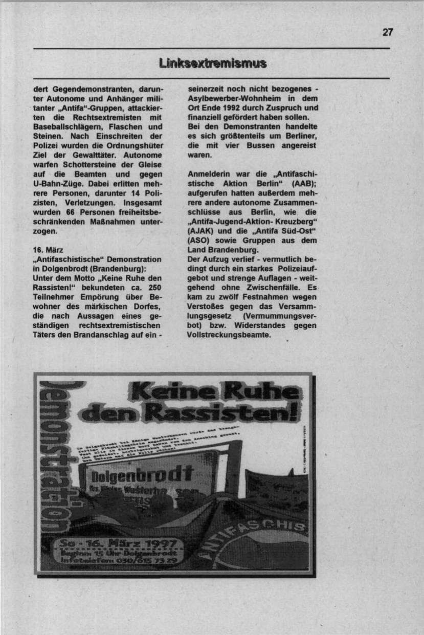 Seite 38 des Verfassungsschutzbericht 1997 Berlin