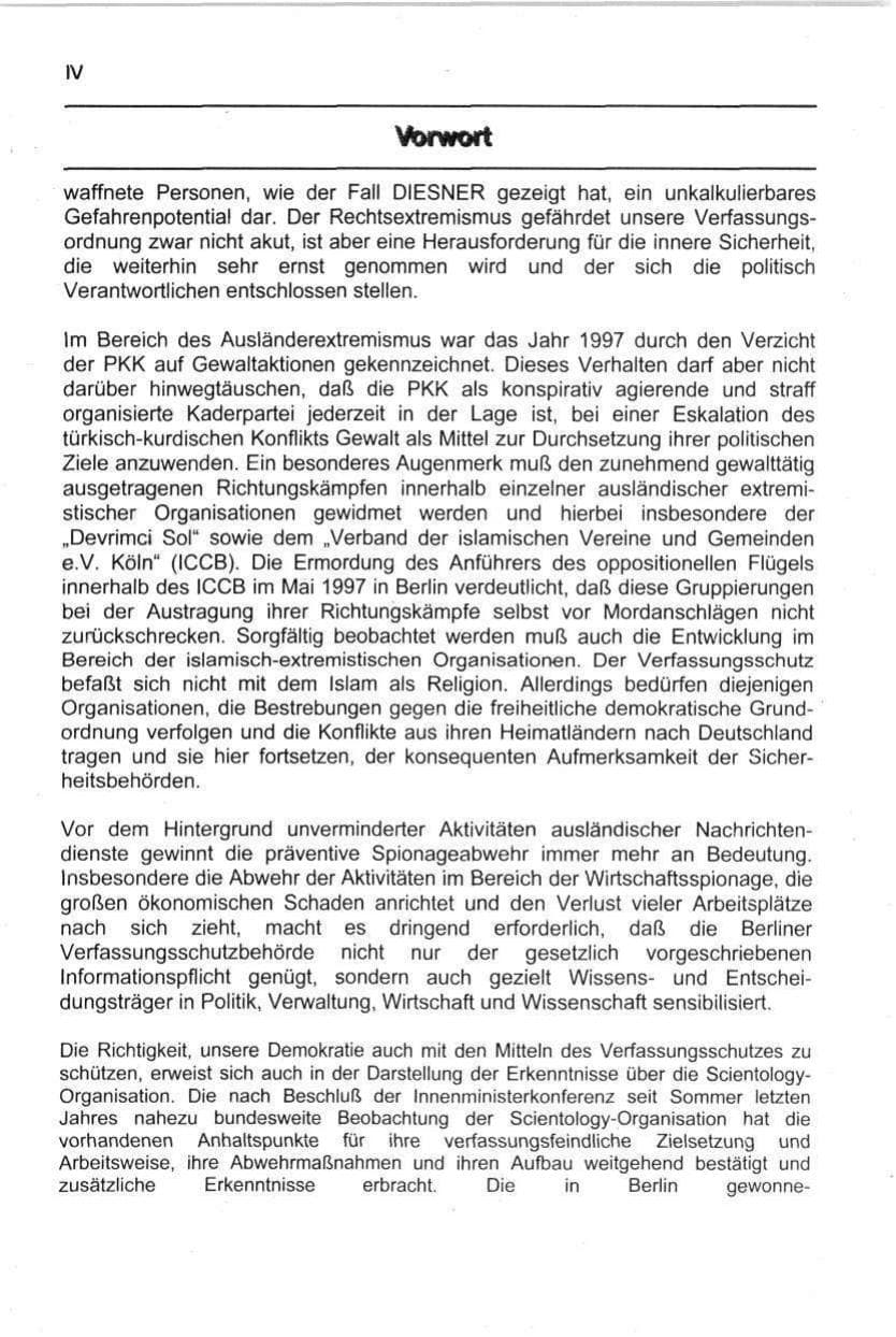 Seite 5 des Verfassungsschutzbericht 1997 Berlin