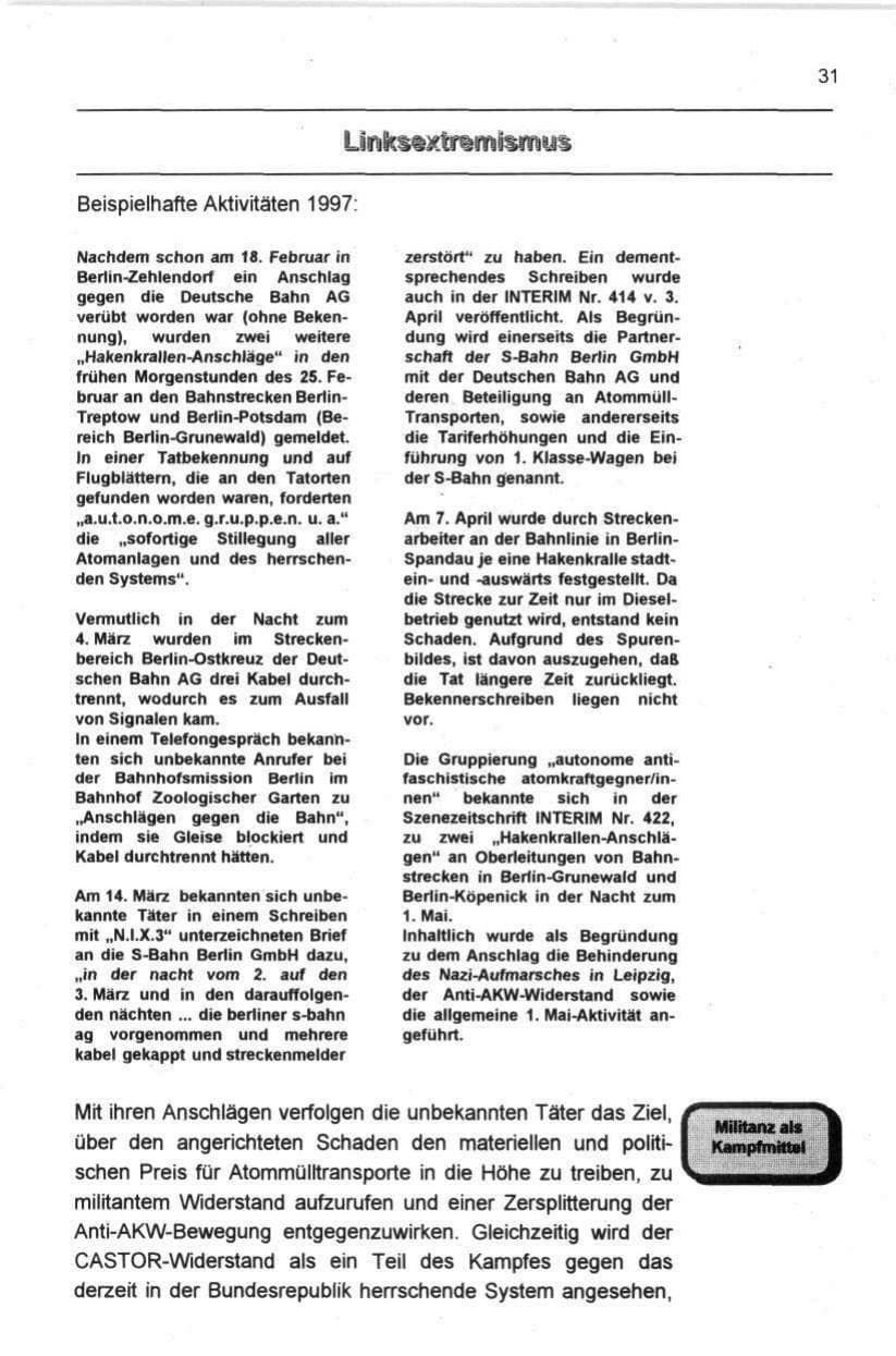 Seite 42 des Verfassungsschutzbericht 1997 Berlin