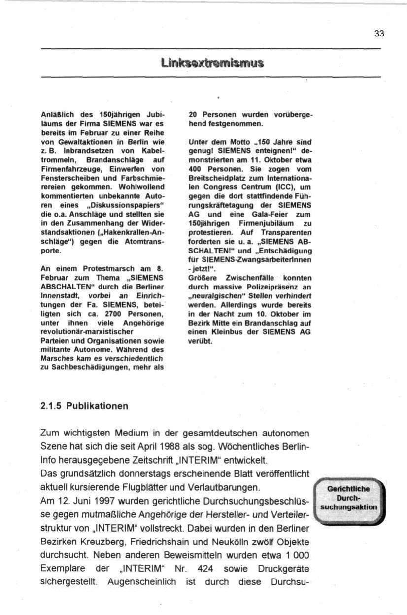 Seite 44 des Verfassungsschutzbericht 1997 Berlin