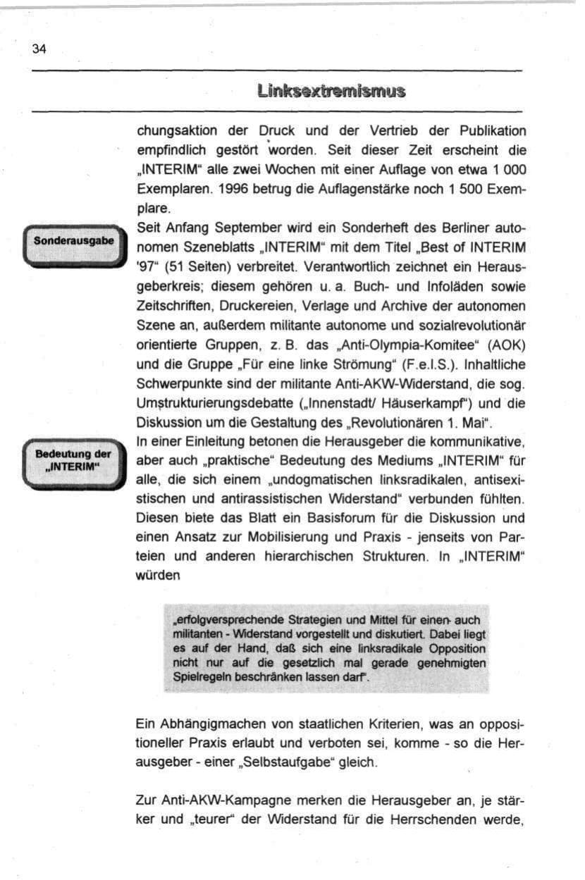 Seite 45 des Verfassungsschutzbericht 1997 Berlin
