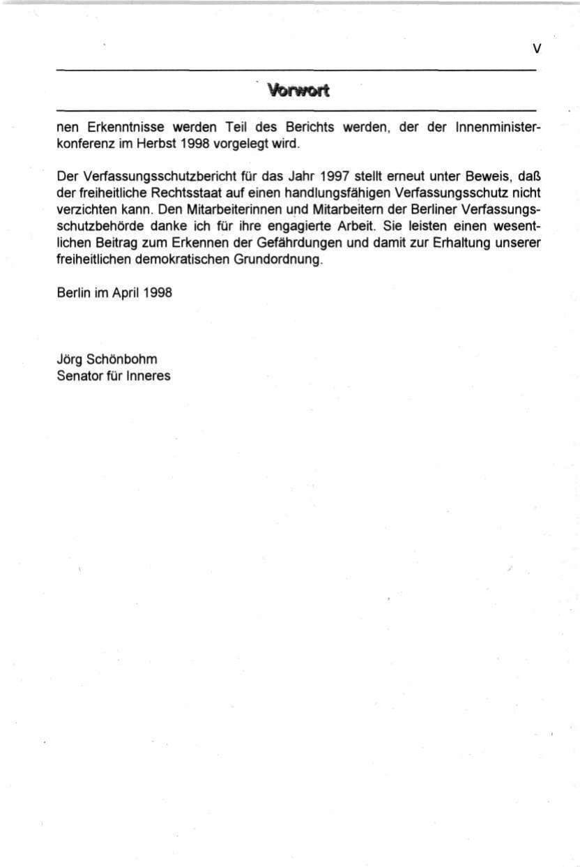 Seite 6 des Verfassungsschutzbericht 1997 Berlin