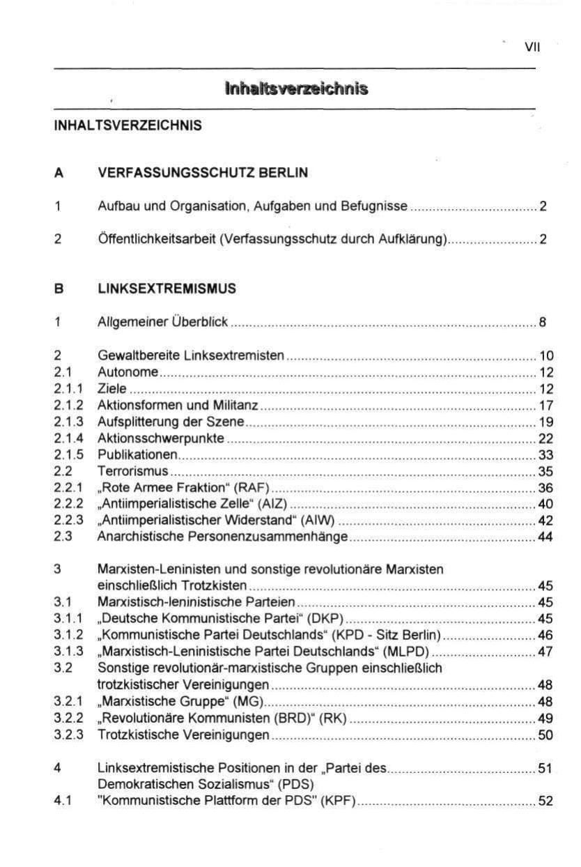 Seite 8 des Verfassungsschutzbericht 1997 Berlin