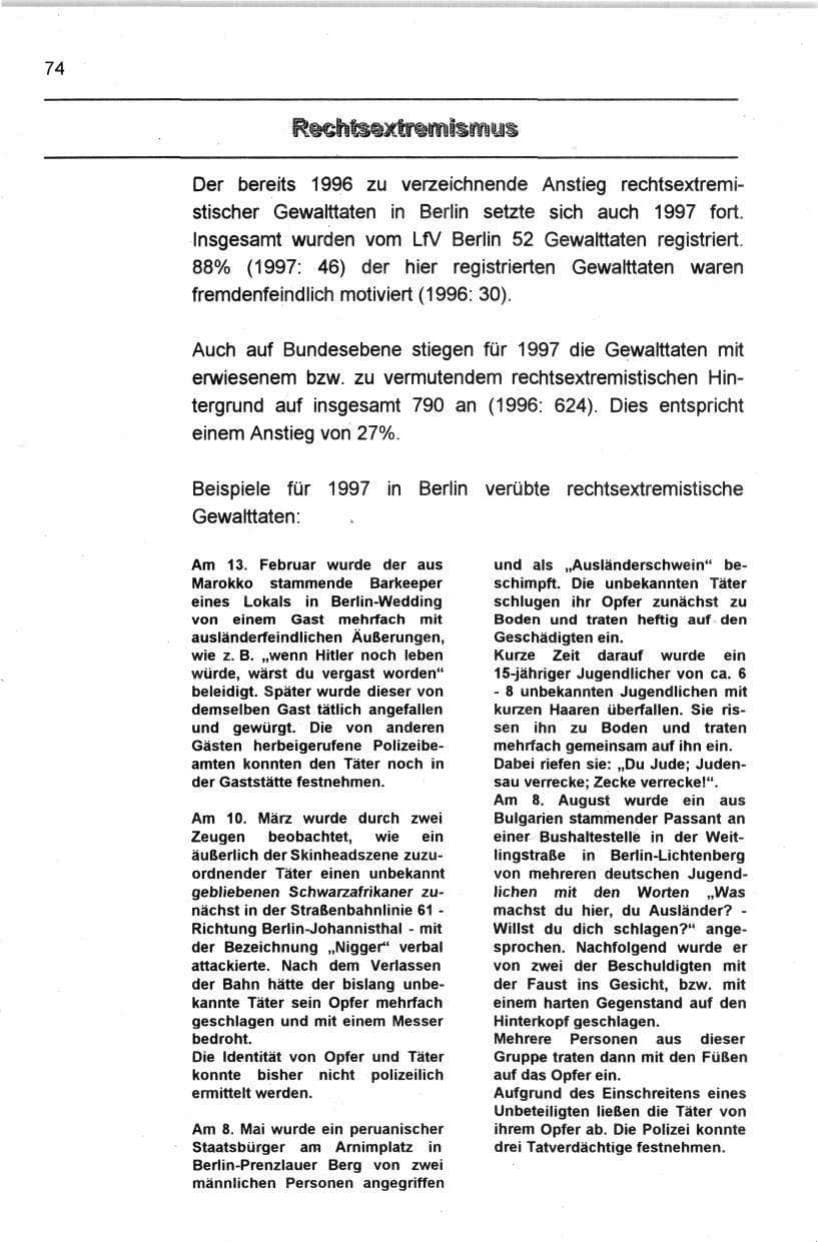 Seite 85 des Verfassungsschutzbericht 1997 Berlin