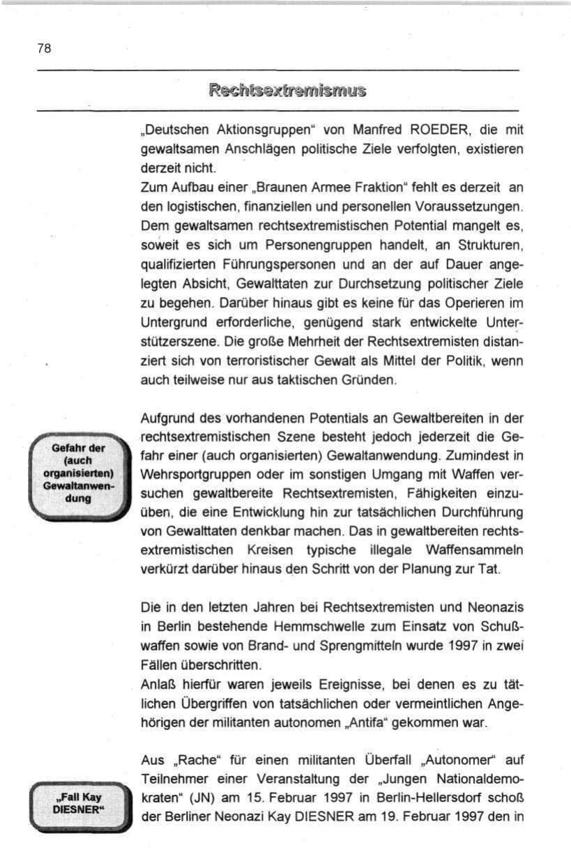 Seite 89 des Verfassungsschutzbericht 1997 Berlin