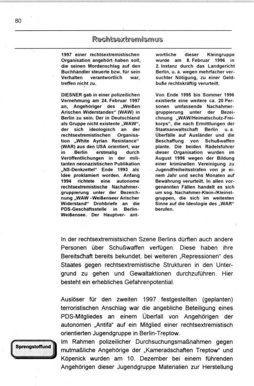 Seite 91 des Verfassungsschutzbericht 1997 Berlin