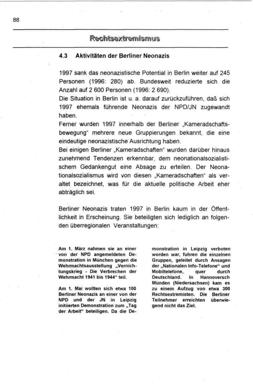 Seite 99 des Verfassungsschutzbericht 1997 Berlin