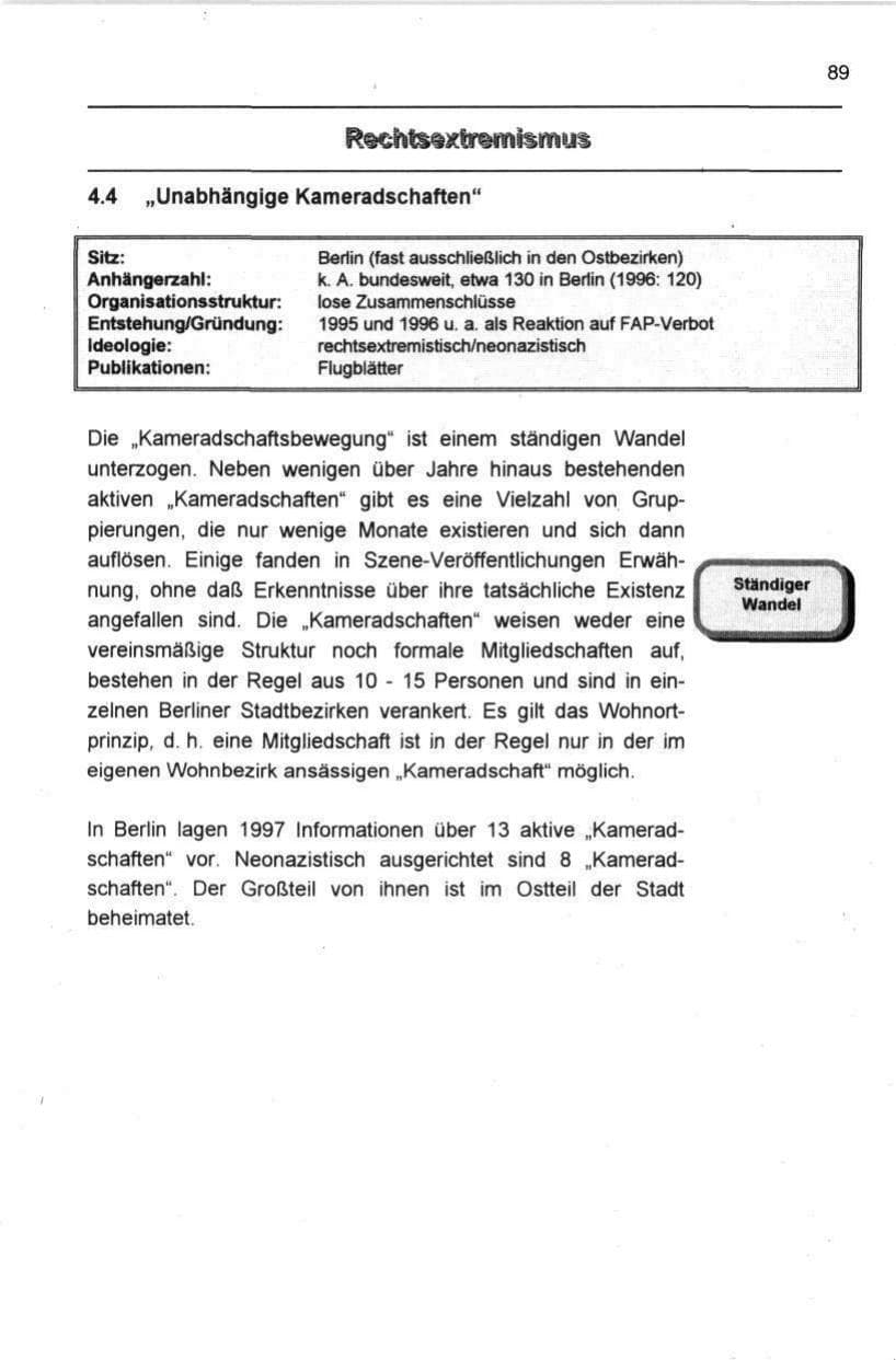 Seite 100 des Verfassungsschutzbericht 1997 Berlin