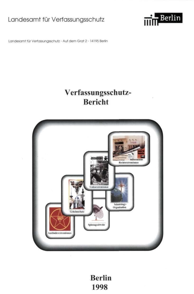 Seite 1 des Verfassungsschutzbericht 1998 Berlin