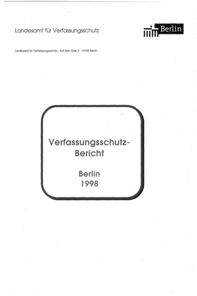 Seite 2 des Verfassungsschutzbericht 1998 Berlin
