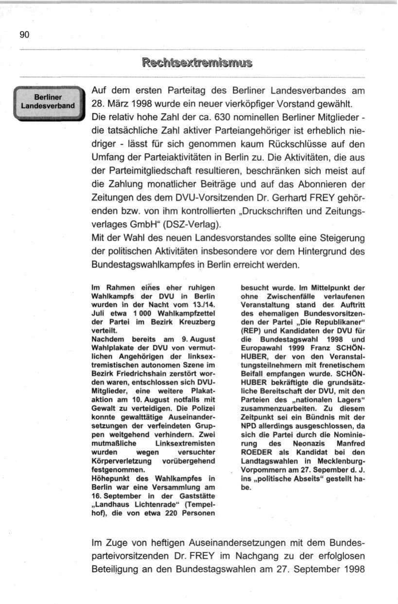 Seite 101 des Verfassungsschutzbericht 1998 Berlin