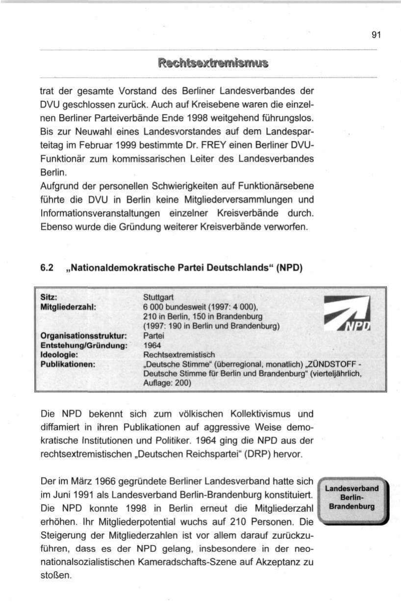 Seite 102 des Verfassungsschutzbericht 1998 Berlin