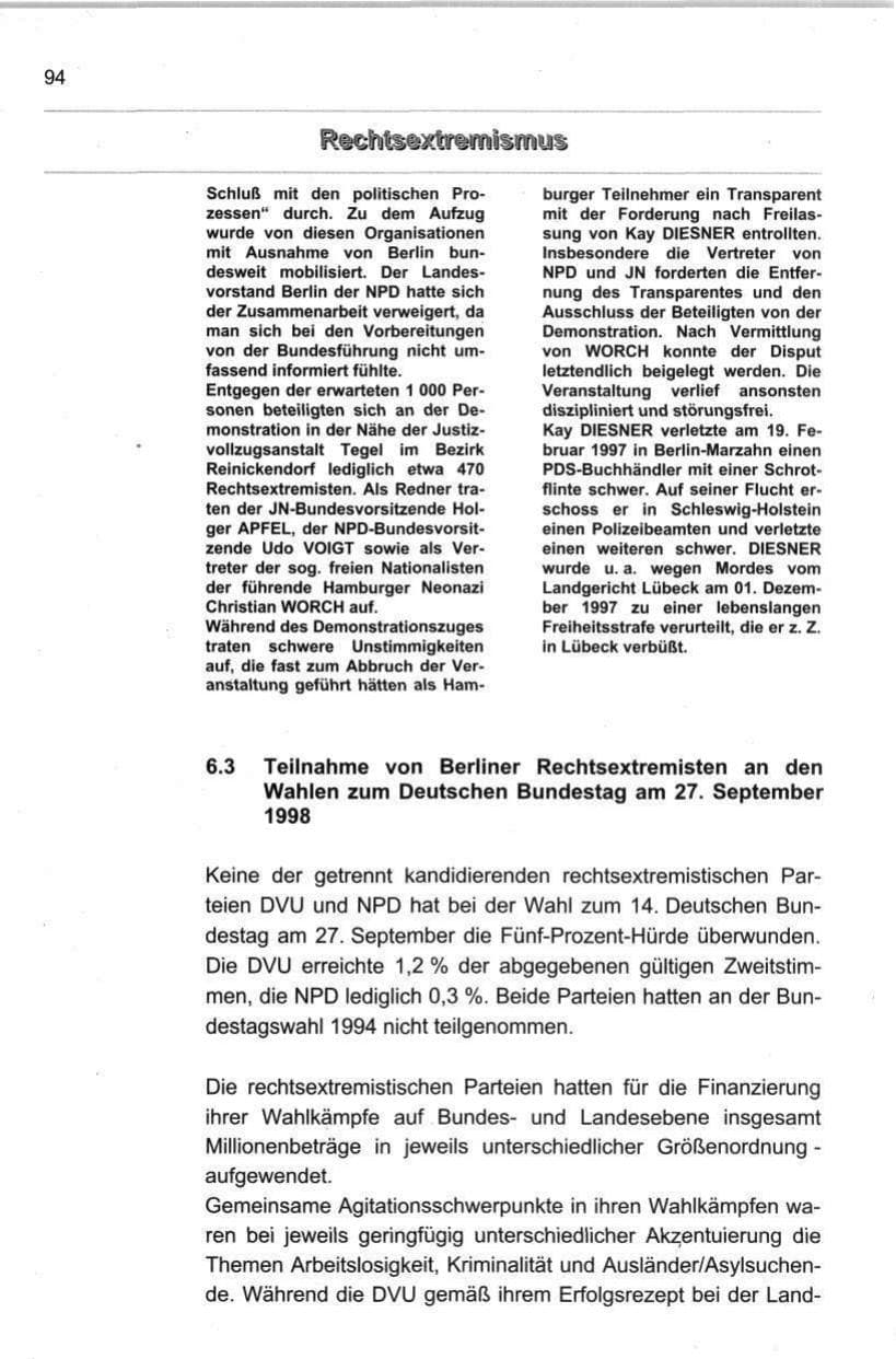 Seite 105 des Verfassungsschutzbericht 1998 Berlin
