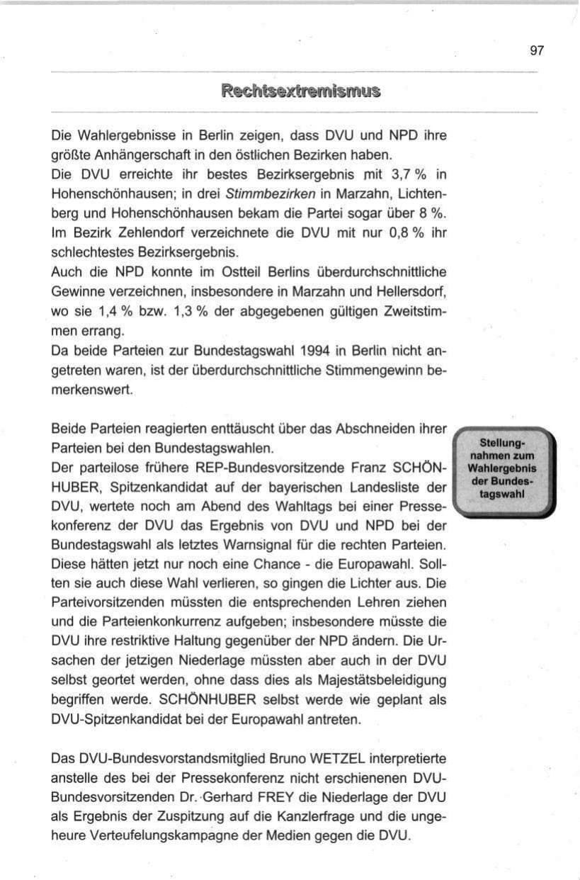 Seite 108 des Verfassungsschutzbericht 1998 Berlin
