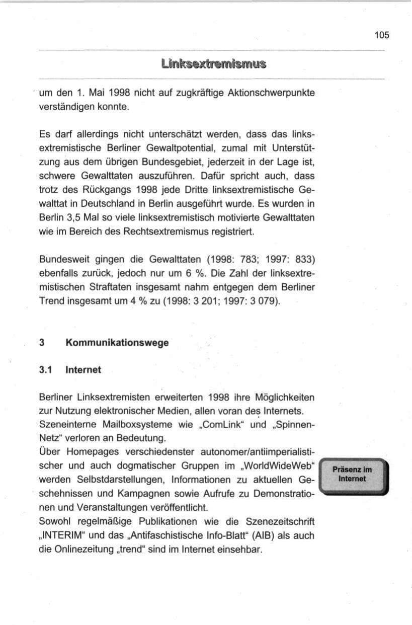Seite 116 des Verfassungsschutzbericht 1998 Berlin