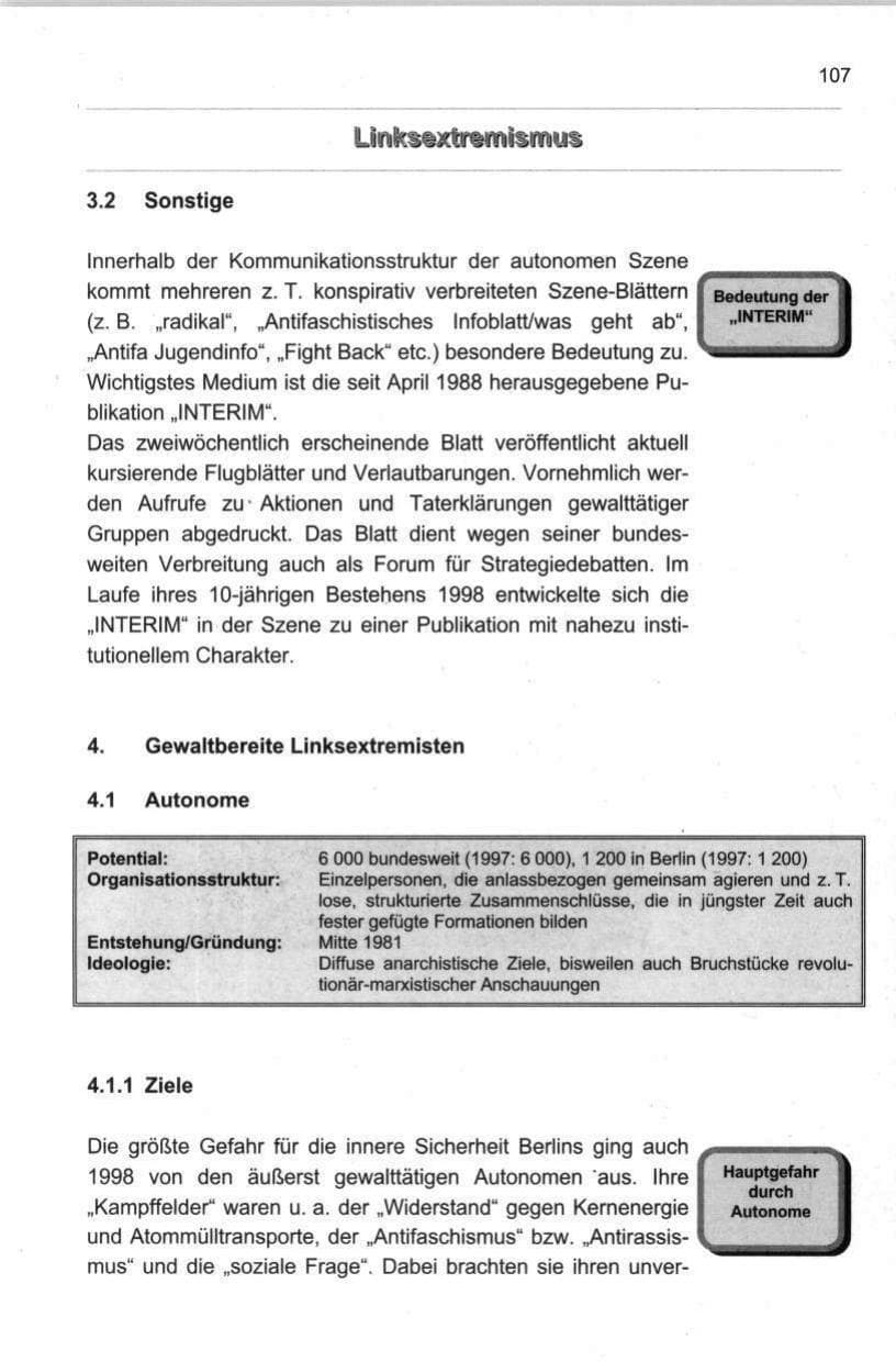 Seite 118 des Verfassungsschutzbericht 1998 Berlin