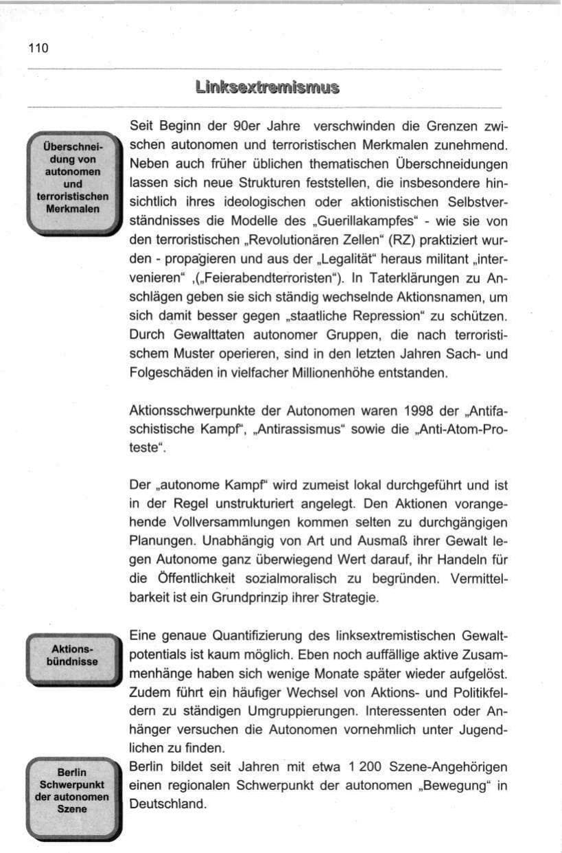 Seite 121 des Verfassungsschutzbericht 1998 Berlin