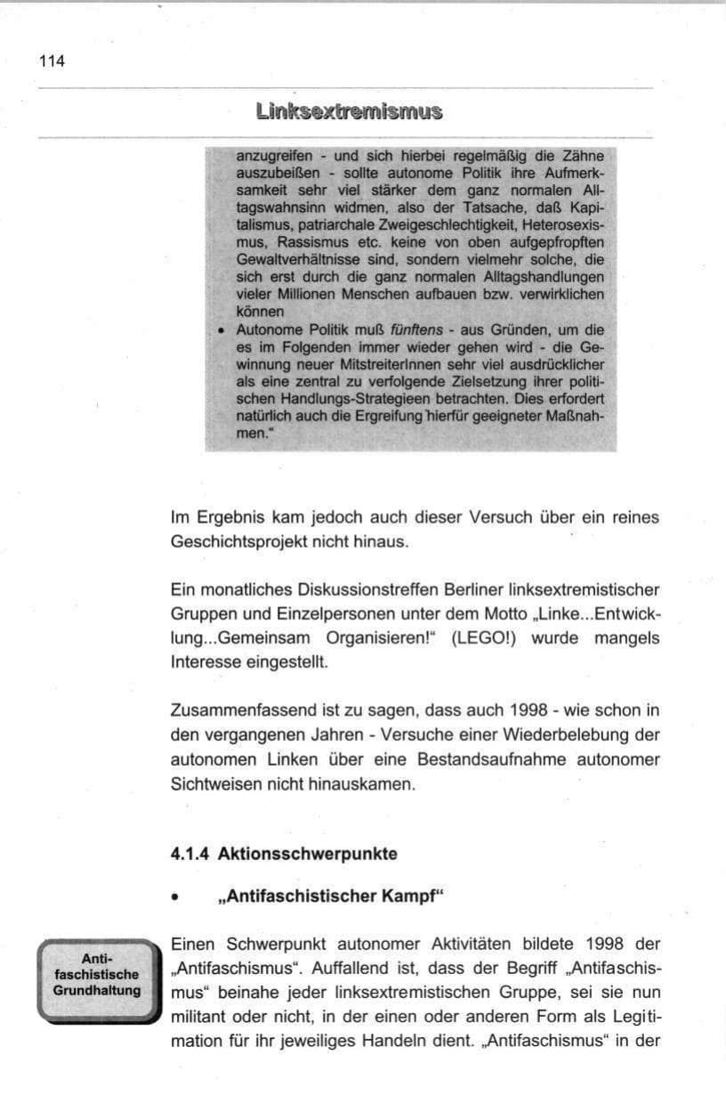 Seite 125 des Verfassungsschutzbericht 1998 Berlin
